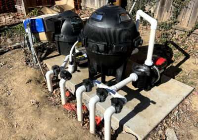 Backyard pool plumbing equipment